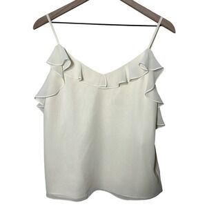 Revelry Cold Shoulder Cami Top Womens Medium Ivory Ruffle Chiffon Wedding Bridal